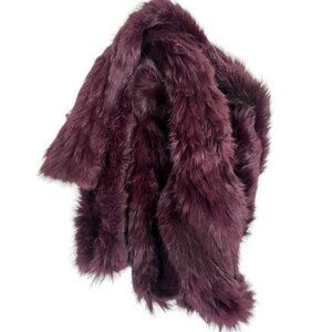 LORD & TAYLOR Rabbit Fur Scarf in Gorgeous Purple Maroon Color